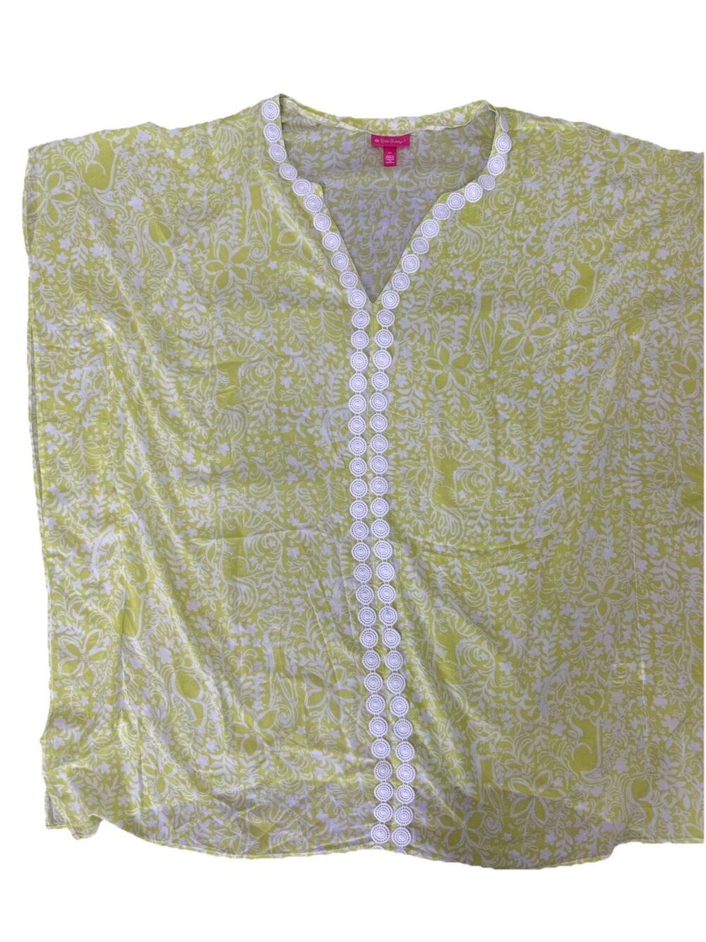 Lilly Pulitzer Green White Floral Swim Cover Up Women's 2X